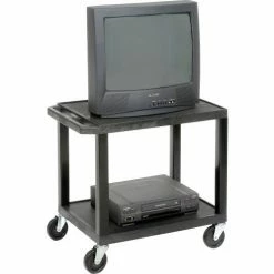 H. Wilson Plastic Utility Cart 2 Shelves Black