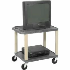 H. Wilson Plastic Utility Cart 2 Shelves Gray