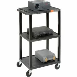 H. Wilson Black Plastic Tuffy Utility Cart 3 Shelves