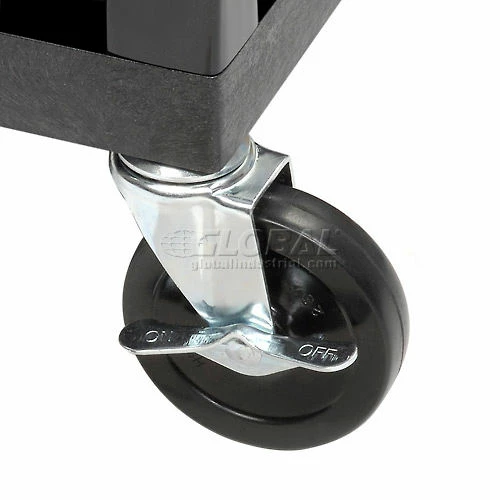 H. Wilson Plastic Utility Cart 2 Shelves Black With Security Cabinet - Image 12