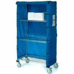 Nexel® Chrome Wire Linen Cart with Nylon Cover, 4 Shelves, 72"L x 24"W x 69"H