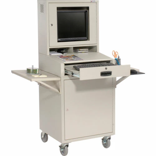 Side Shelf Kit For Global Industrial™ Computer Cabinet, Light Gray, Set of 2 - Image 7