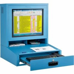 Global Industrial™ Countertop LCD Computer Cabinet, Blue