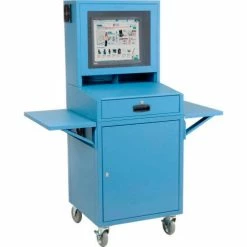 Global Industrial™ Mobile LCD Computer Cabinet, Complete Bundle, Blue