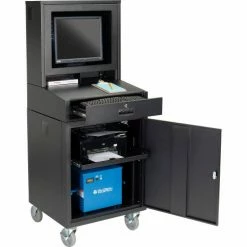 Global Industrial™ Mobile Powered LCD Computer Cabinet, 40AH Battery, Black, Unassembled