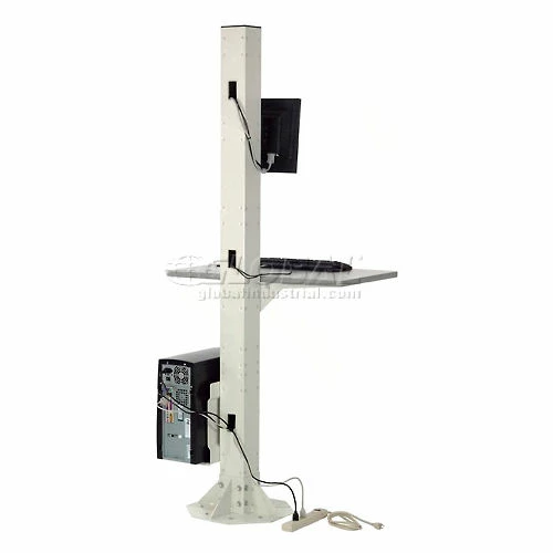 Global Industrial 81"H Stationary Floor Mount Orbit Computer Station Power Outlets Beige - Image 2