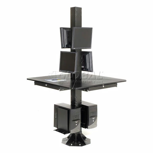 Global Industrial™ 81"H Complete Floor Mount Orbit Computer Kiosk with VESA Mounts, Black - Image 6