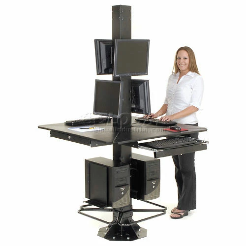 Global Industrial™ 81"H Complete Floor Mount Orbit Computer Kiosk with VESA Mounts, Black - Image 10