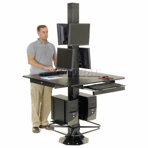 Global Industrial™ 81"H Complete Floor Mount Orbit Computer Kiosk with VESA Mounts, Black - Image 11