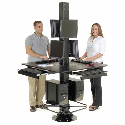 Global Industrial™ 81"H Complete Floor Mount Orbit Computer Kiosk with VESA Mounts, Black - Image 12