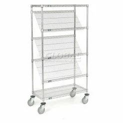 Global Industrial Easy Access Slant Shelf Chrome Wire Truck 36"L x 18"W x 63"H