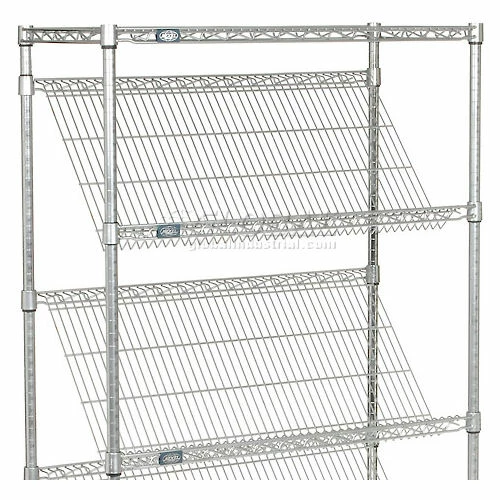 Global Industrial Easy Access Slant Shelf Chrome Wire Truck 36"L x 18"W x 63"H - Image 9