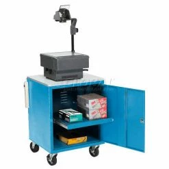 Global Industrial® Audio Visual Cart w/ Lockable Cabinet, 500 Lb. Capacity, Blue