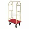 Glaro Bellman Hotel Cart 35x24 Satin Brass with Burgundy Carpet & Rubber Wheels