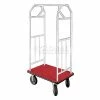 Glaro Bellman Hotel Cart 41x24 Satin Aluminum, Burgundy Carpet & Rubber Wheels