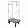 Glaro Bellman Hotel Cart 41x24 Satin Aluminum with Gray Carpet & Rubber Wheels