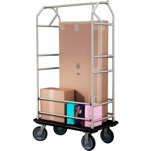 Glaro Bellman Condo Cart 40x25 Satin Aluminim Black Carpet, 4 Rubber Wheels - Image 3