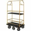 Glaro Bellman Condo Cart 48x25 Satin Brass Black Carpet, 6 Rubber Wheels