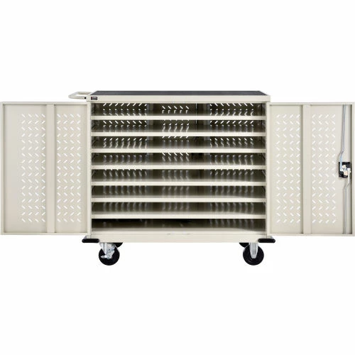 Global Industrial Mobile Charging Cart for 24 Chromebooks & Tablets, Putty, Assembled - Image 3