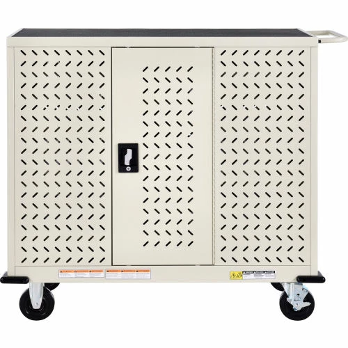 Global Industrial Mobile Charging Cart for 24 Chromebooks & Tablets, Putty, Assembled - Image 6