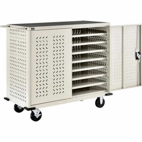 Global Industrial Mobile Charging Cart for 24 Chromebooks & Tablets, Putty, Assembled - Image 7
