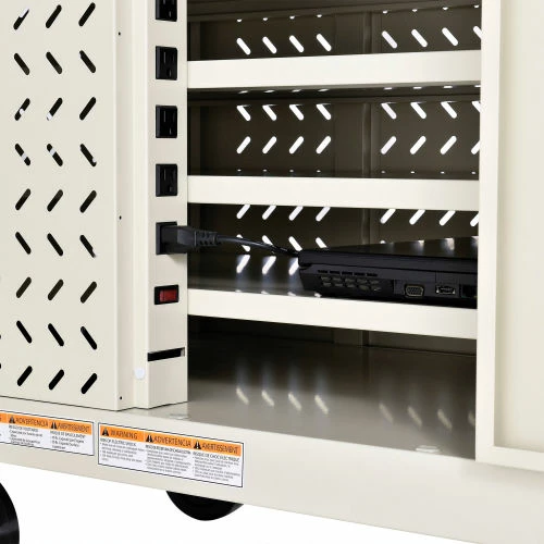 Global Industrial Mobile Charging Cart for 24 Chromebooks & Tablets, Putty, Assembled - Image 13