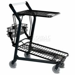 VersaCart® Retractable Flat Top Shelf Shopping Cart Dark Gray 101-580-DGY