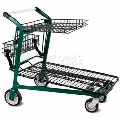 VersaCart® Retractable Tray Top Shelf Lawn Garden Shopping Cart Dark Green