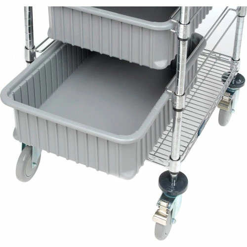 Global Industrial Chrome Wire Cart With (4) 6"H Gray Grid Containers 21x24x40 - Image 5