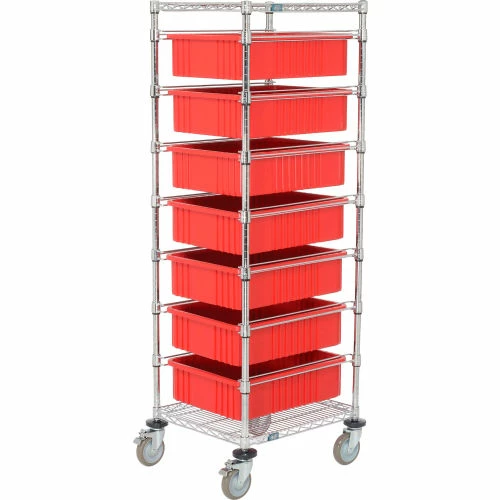 Global Industrial 21"L x 24"W x 69"H Chrome Wire Cart - 7 Level - Image 6