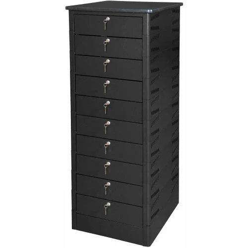 Datum TekStak Storage and Charging Locker with Laminate Top, 10 Bays, Key Lock
