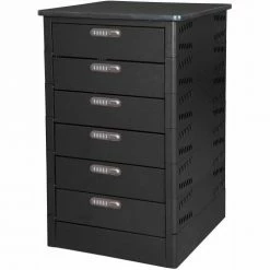 Datum TekStak™ Laptop Storage Locker with Laminate Top, 6 Bays, Electronic Lock, Black