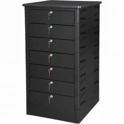 Datum TekStak™ Laptop Storage Locker with Laminate Top, 7 Bays, Key Lock, Black