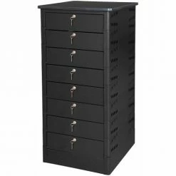 Datum TekStak Laptop Storage Locker with Laminate Top, 8 Bays, Key Lock, Black
