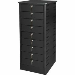 Datum TekStak Laptop Storage Locker with Laminate Top, 9 Bays, Key Lock, Black