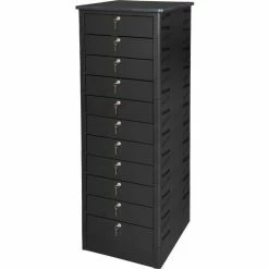 Datum TekStak™ Laptop Storage Locker with Laminate Top, 11 Bays, Key Lock, Black
