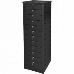 Datum TekStak™ Laptop Storage Locker with Laminate Top, 12 Bays, Key Lock, Black