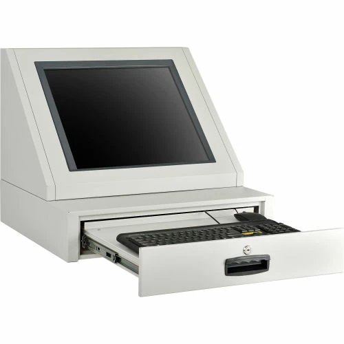 Global Industrial Countertop LCD Console Computer Cabinet, Light Gray - Image 2