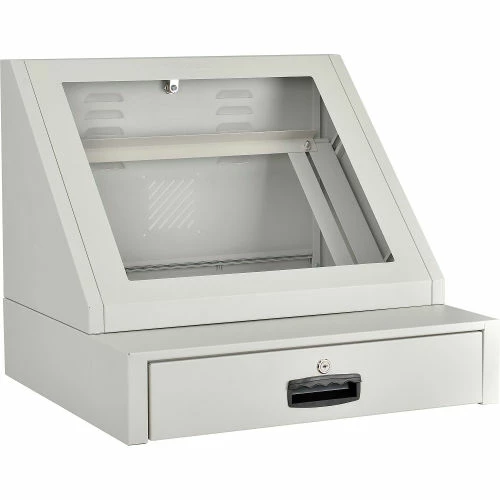 Global Industrial Countertop LCD Console Computer Cabinet, Light Gray - Image 3