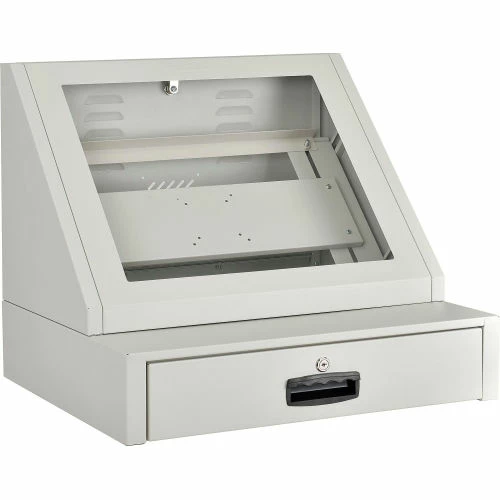 Global Industrial Countertop LCD Console Computer Cabinet, Light Gray - Image 4