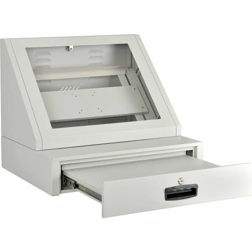 Global Industrial Countertop LCD Console Computer Cabinet, Light Gray - Image 7
