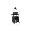 H. Wilson Plastic Utility Cart 3 Shelves Black With Security Cabinet