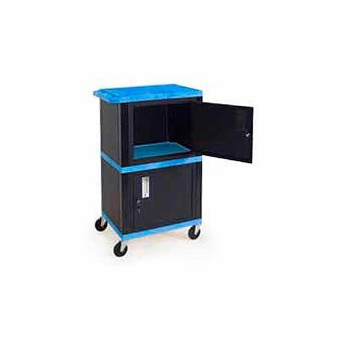 H. Wilson WT50-B Blue Plastic Shelf Mobile Storage Cabinet Truck 250 Lb. Cap.