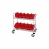 Quantum Storage Systems Quantum WRC2-1836-1867 Chrome Wire Mobile Cart With 10 QuickPick Double Open Bins Red, 36"x18"x38"