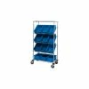 Global Industrial Easy Access Slant Shelf Chrome Wire Cart 12 8" Grid Containers BL 36"Lx18x63