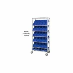 Global Industrial™ Easy Access Slant Shelf Chrome Wire Cart, 48 4"H Shelf Bins BL, 36Lx18Wx74H