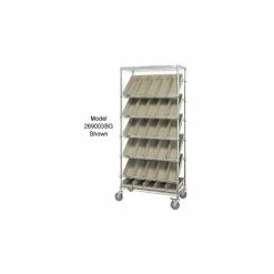 Global Industrial™ Easy Access Slant Shelf Chrome Wire Cart 24 4"H Shelf Bins Ivory 36Lx18Wx74H