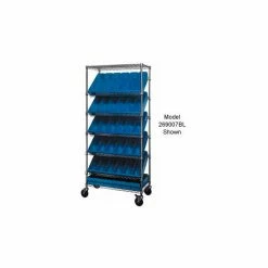 Quantum Storage Systems Quantum MWRS-7-604 Chrome Wire Truck With 54 4-5/8"H Plastic Drawers Blue, 36"L x 18"W x 74"H