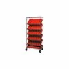 Quantum Storage Systems Quantum MWRS-7-602 Chrome Wire Truck With 36 4-5/8"H Plastic Drawers Red, 36"L x 18"W x 74"H