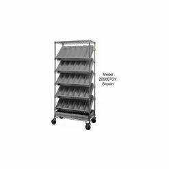 Quantum Storage Systems Quantum MWRS-7-606 Chrome Wire Truck With 24 4-5/8"H Plastic Drawers Gray, 36"L x 18"W x 74"H
